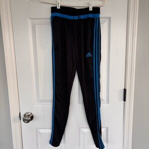 Adidas Black Joggers with Blue Accents Zip Ankles